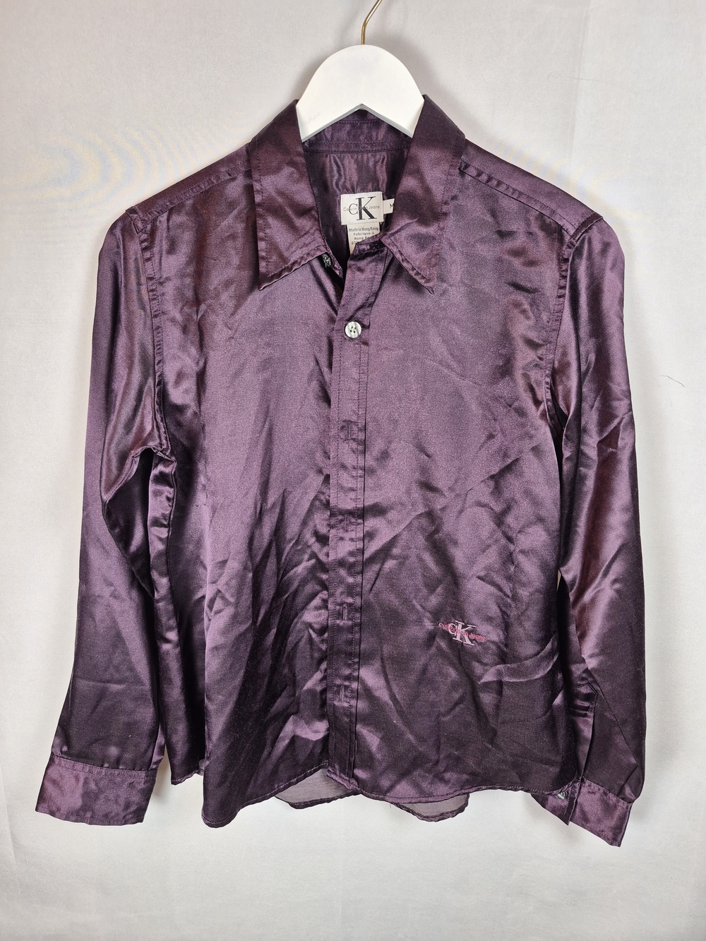 VTG Calvin Klein Women's Purple Button-Up Shirt Size M